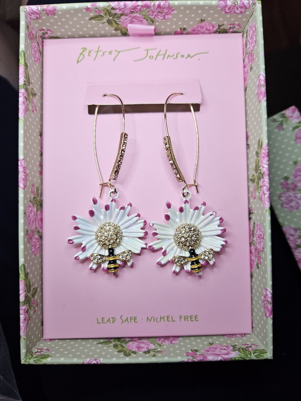 Betsey Johnson Flower Bee Earrings - Picture 2 of 12
